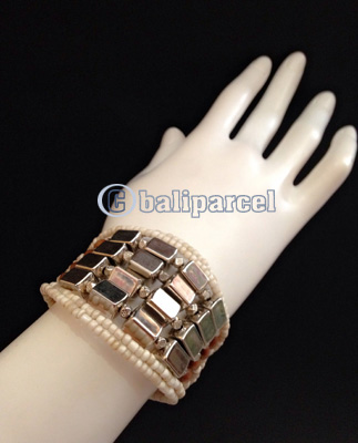 Bracelet, Handmade From Beads With Silver Metal