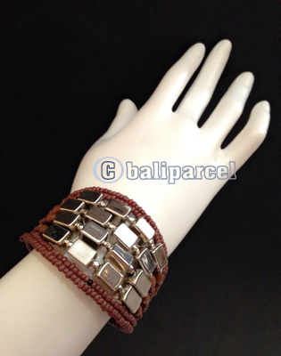 Bracelet, Handmade From Beads With Silver Metal