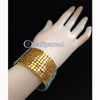 Bracelet, Handmade From Beads With Gold Metal