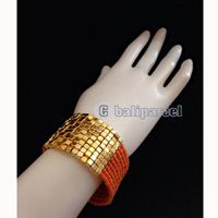 Bracelet, Handmade From Beads With Gold Metal