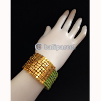 Bracelet, Handmade From Beads With Gold Metal