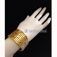 Bracelet, Handmade From Beads With Gold Metal