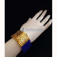 Bracelet, Handmade From Beads With Gold Metal