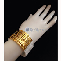 Bracelet, Handmade From Beads With Gold Metal