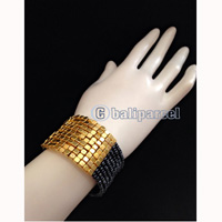 Bracelet, Handmade From Beads With Gold Metal