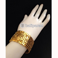 Bracelet, Handmade From Beads With Gold Metal