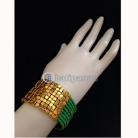 Bracelet, Handmade From Beads With Gold Metal
