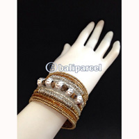 Bracelet, Handmade From Beads Stone And Silver Metal