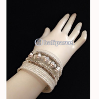 Bracelet, Handmade From Beads Stone And Silver Metal