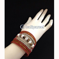 Bracelet, Handmade From Beads Stone And Silver Metal