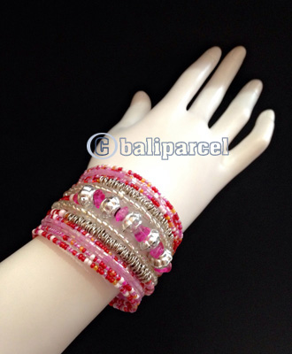 Bracelet, Handmade From Beads Stone And Silver Metal