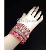 Bracelet, Handmade From Beads Stone And Silver Metal