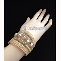 Bracelet, Handmade From Beads Stone And Silver Metal