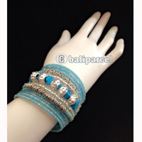 Bracelet, Handmade From Beads Stone And Silver Metal