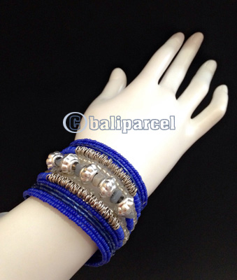Bracelet, Handmade From Beads Stone And Silver Metal