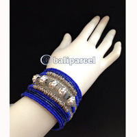 Bracelet, Handmade From Beads Stone And Silver Metal