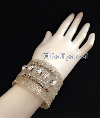 Bracelet, Handmade From Beads Stone And Silver Metal