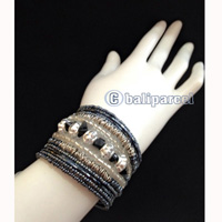 Bracelet, Handmade From Beads Stone And Silver Metal