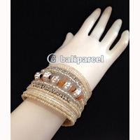 Bracelet, Handmade From Beads Stone And Silver Metal