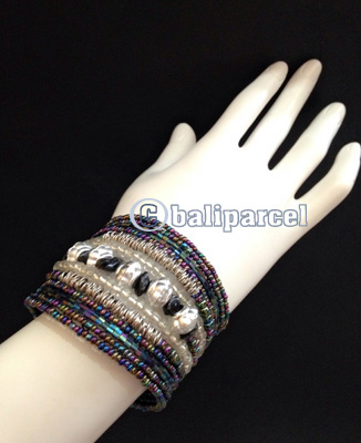 Bracelet, Handmade From Beads Stone And Silver Metal
