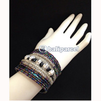 Bracelet, Handmade From Beads Stone And Silver Metal