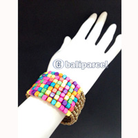 Bracelet, Handmade From Beads With Wood Color