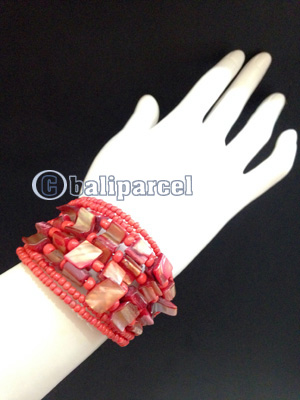 Bracelet, Handmade From Beads With Shell