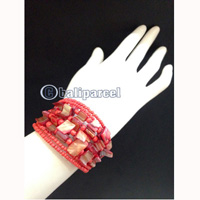 Bracelet, Handmade From Beads With Shell