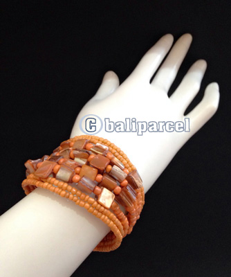 Bracelet, Handmade From Beads With Shell