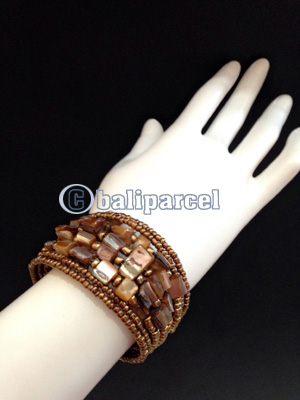 Bracelet, Handmade From Beads With Shell