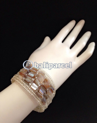 Bracelet, Handmade From Beads With Shell