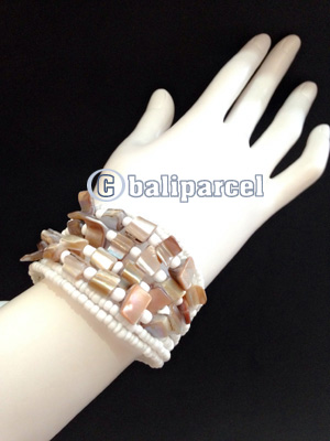 Bracelet, Handmade From Beads With Shell
