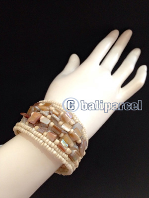 Bracelet, Handmade From Beads With Shell