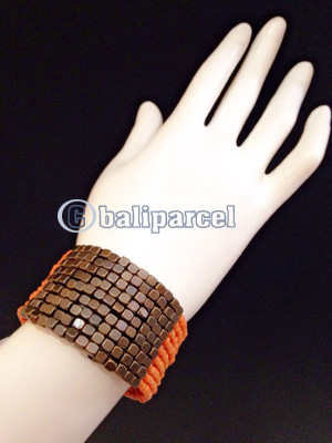 Bracelet, Handmade From Beads With Burn Metal