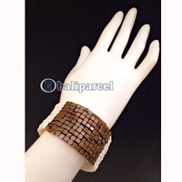 Bracelet, Handmade From Beads With Burn Metal