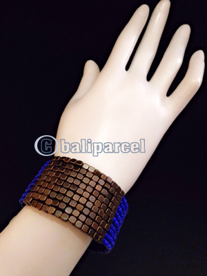 Bracelet, Handmade From Beads With Burn Metal