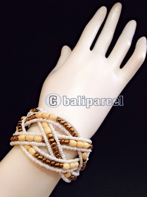 Bracelet, Handmade From Bead With Wood