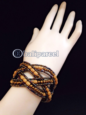 Bracelet, Handmade From Bead With Wood