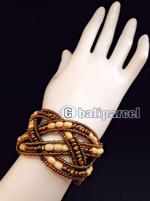 Bracelet, Handmade From Bead With Wood