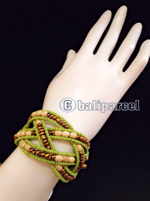 Bracelet, Handmade From Bead With Wood