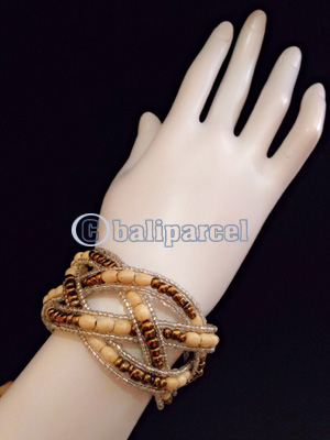 Bracelet, Handmade From Bead With Wood