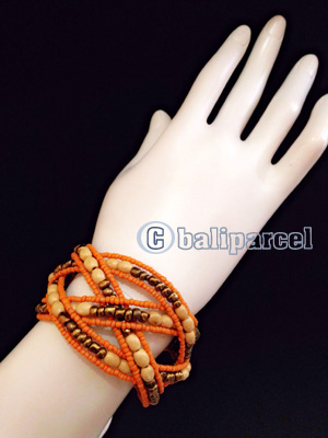 Bracelet, Handmade From Bead With Wood