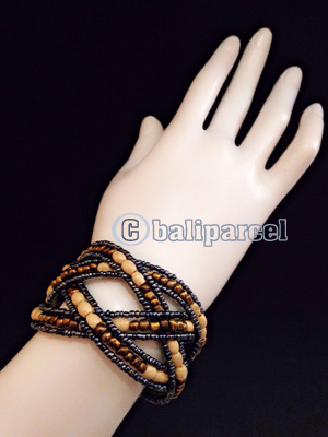Bracelet, Handmade From Bead With Wood