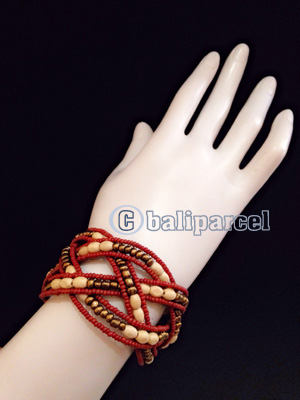 Bracelet, Handmade From Bead With Wood