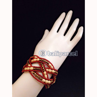 Bracelet, Handmade From Bead With Wood
