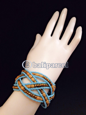 Bracelet, Handmade From Bead With Wood