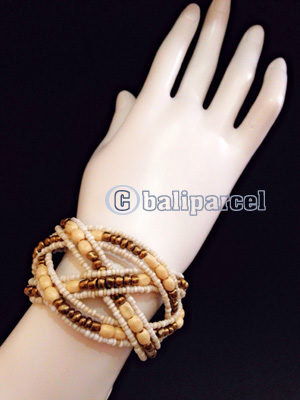 Bracelet, Handmade From Bead With Wood