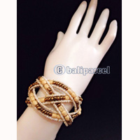 Bracelet, Handmade From Bead With Wood