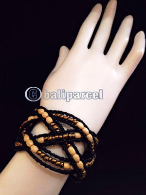 Bracelet, Handmade From Bead With Wood