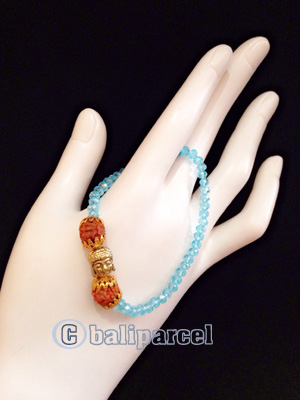 Bracelet, Handmade From Crystal With Rudraksha And Buddha